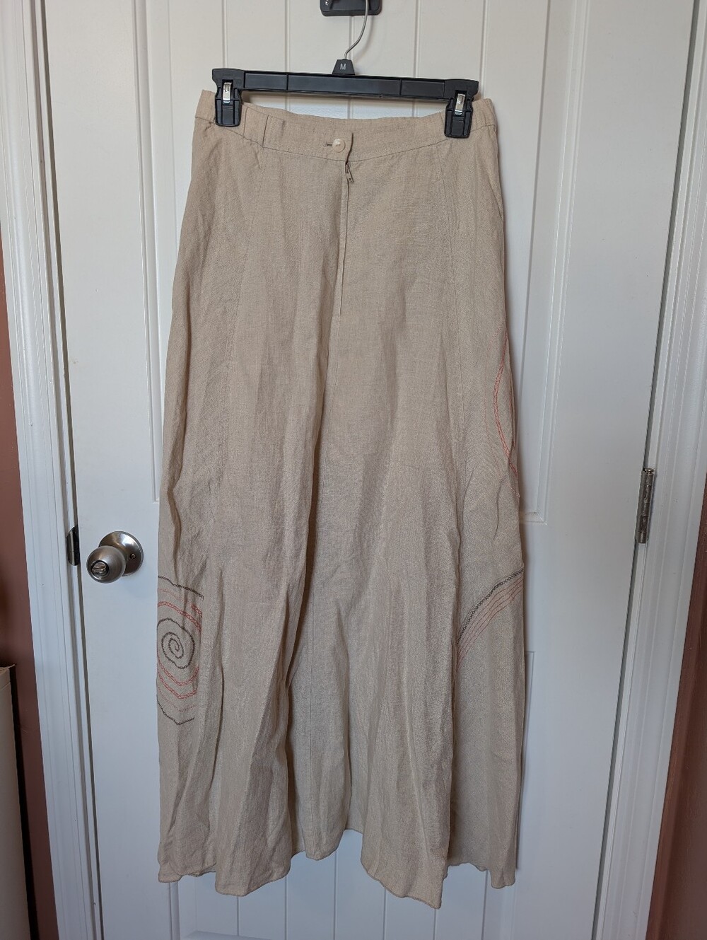 J. Jill Linen A-Line Embroidered Skirt W6 Beige/Orange - Picture 2 of 7